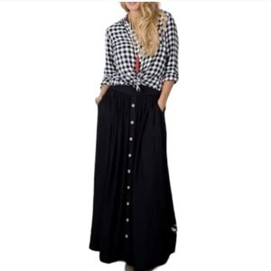 Matilda Jane Black Button-Down Maxi Skirt